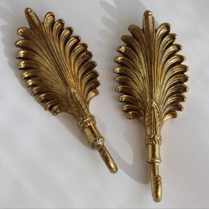 Ornate Gold Leaf Wall Hooks - Pair